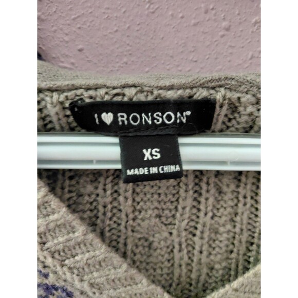 I Heart Ronson Hooded Cable Fair Isle Sweater Women's Size XS - Picture 5 of 12